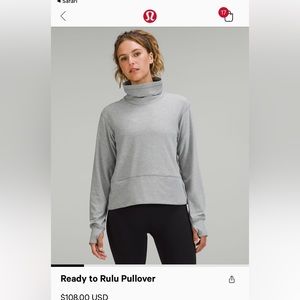 Lululemon ready to rulu pullover heathers black size 8